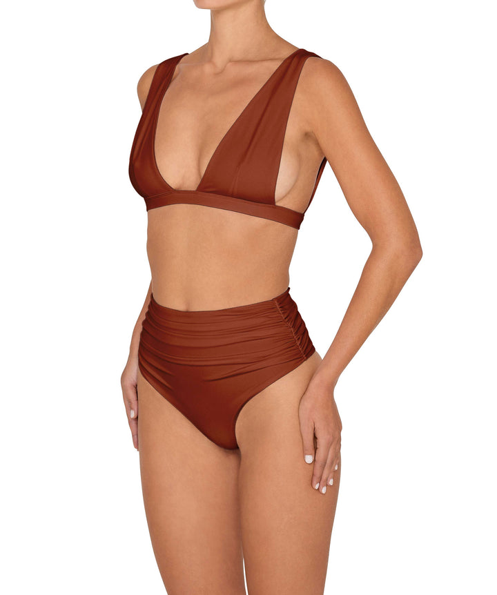 BSWS-B150 Side Shirred High Waisted Bikini Bottom