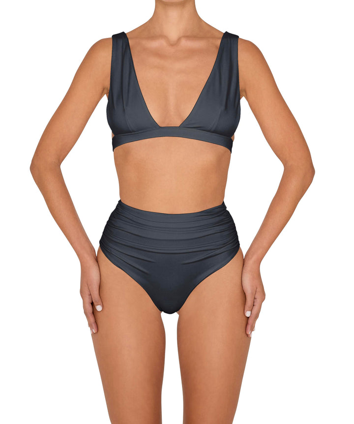 BSWS-B150 Side Shirred High Waisted Bikini Bottom