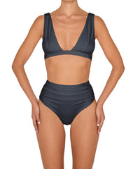 BSWS-B150 Side Shirred High Waisted Bikini Bottom