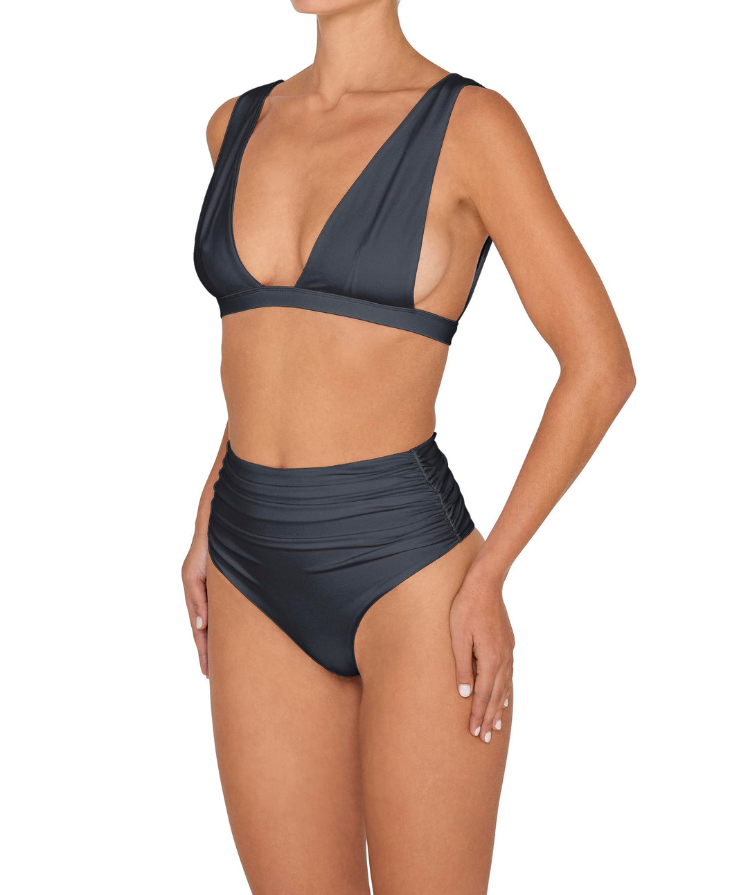 BSWS-B150 Side Shirred High Waisted Bikini Bottom
