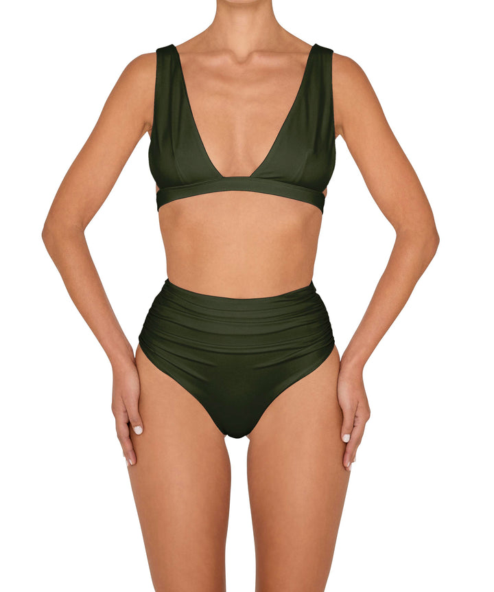 BSWS-B150 Side Shirred High Waisted Bikini Bottom