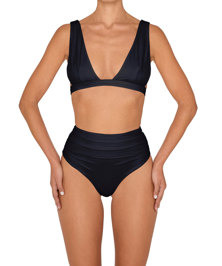 BSWS-B150 Side Shirred High Waisted Bikini Bottom