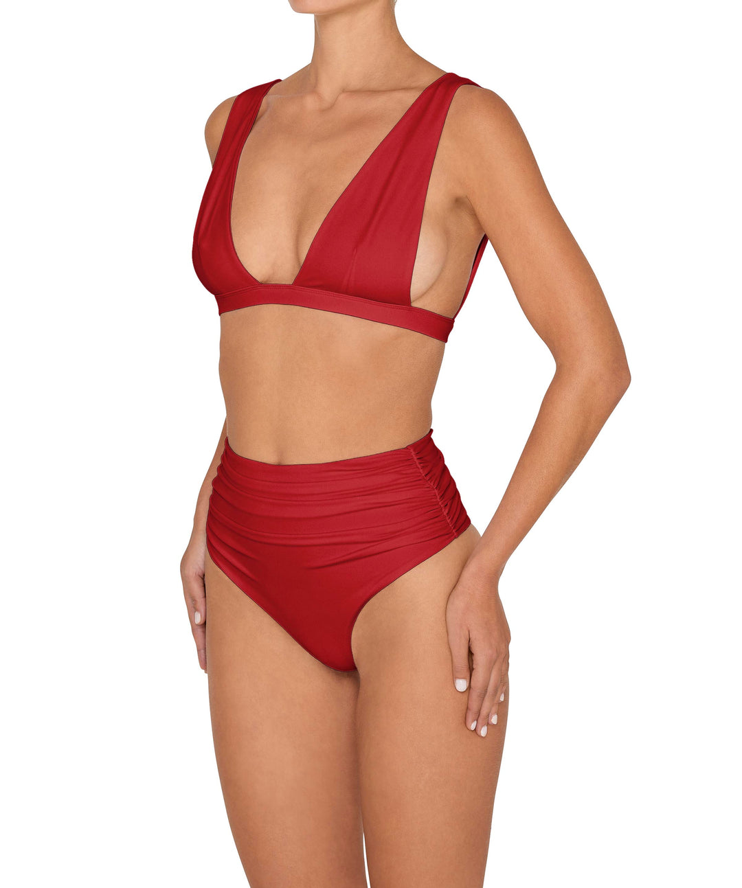 BSWS-B150 Side Shirred High Waisted Bikini Bottom