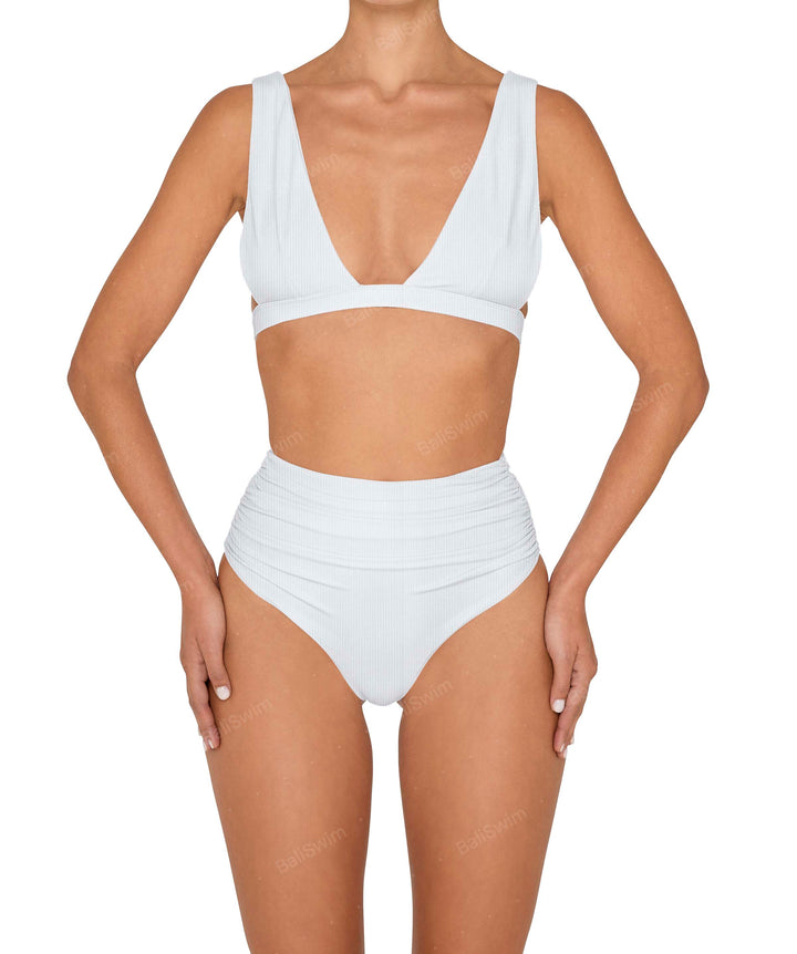 BSWS-B150 Side Shirred High Waisted Bikini Bottom