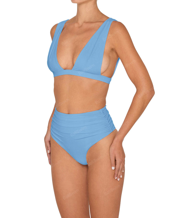 BSWS-B150 Side Shirred High Waisted Bikini Bottom