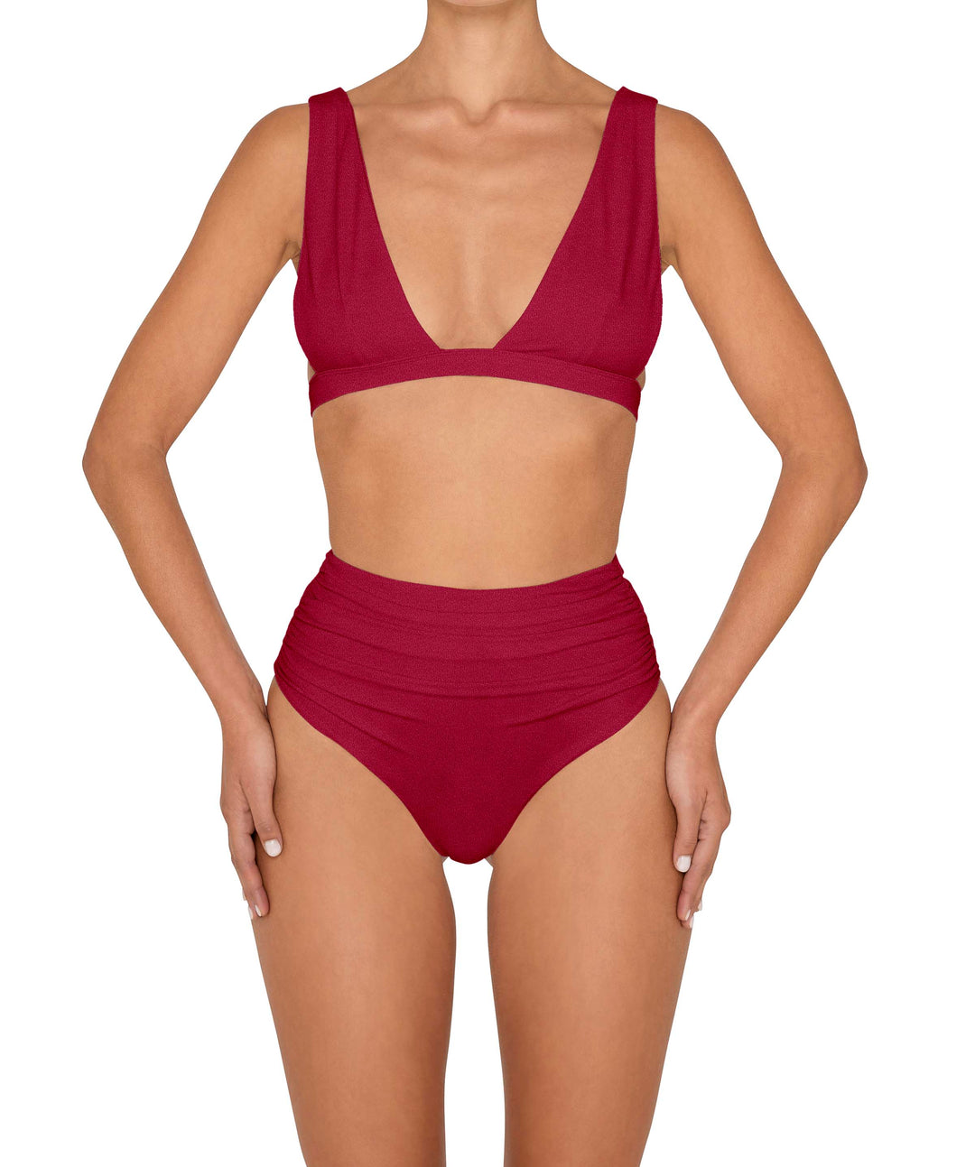 BSWS-B150 Side Shirred High Waisted Bikini Bottom