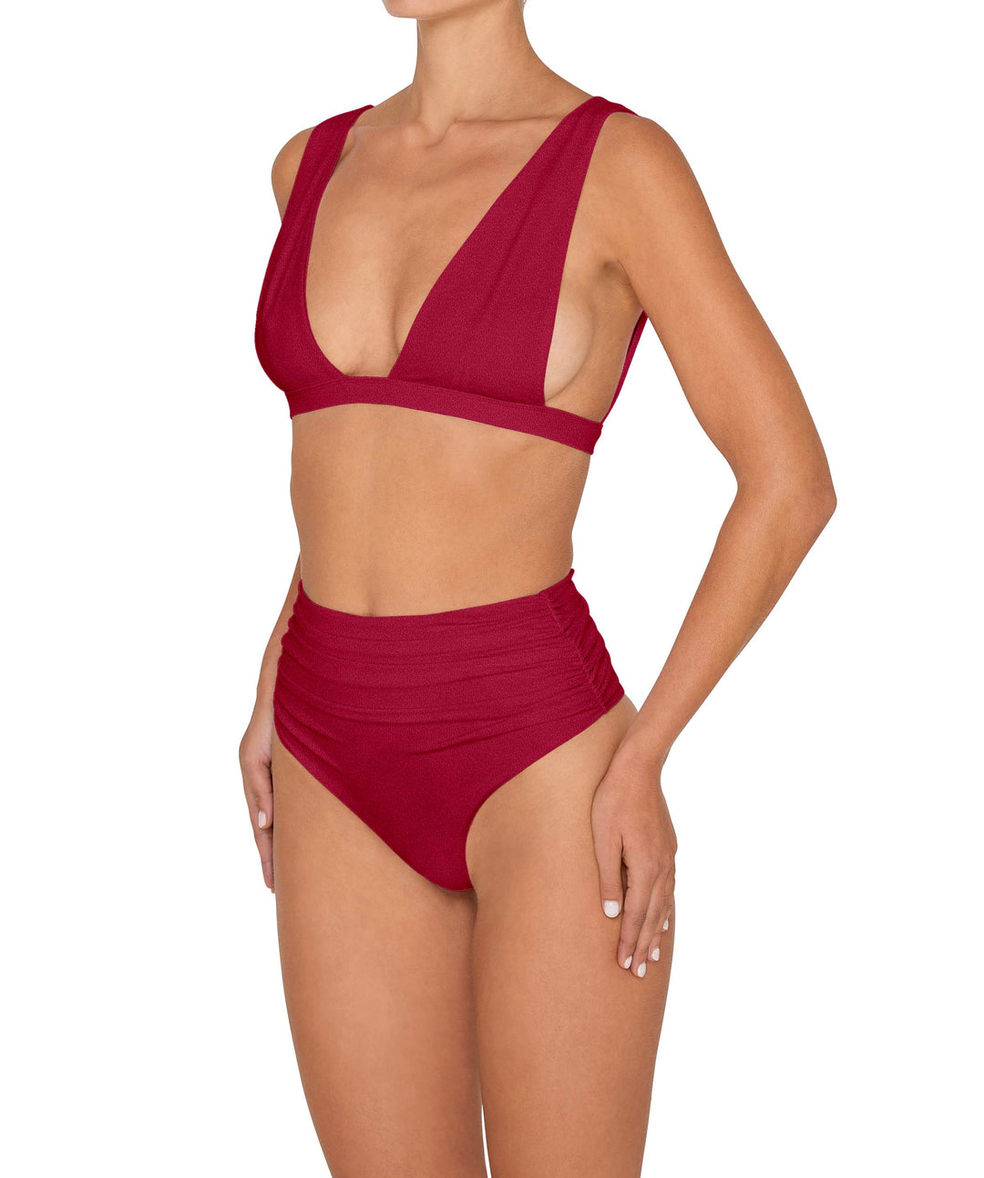 BSWS-B150 Side Shirred High Waisted Bikini Bottom