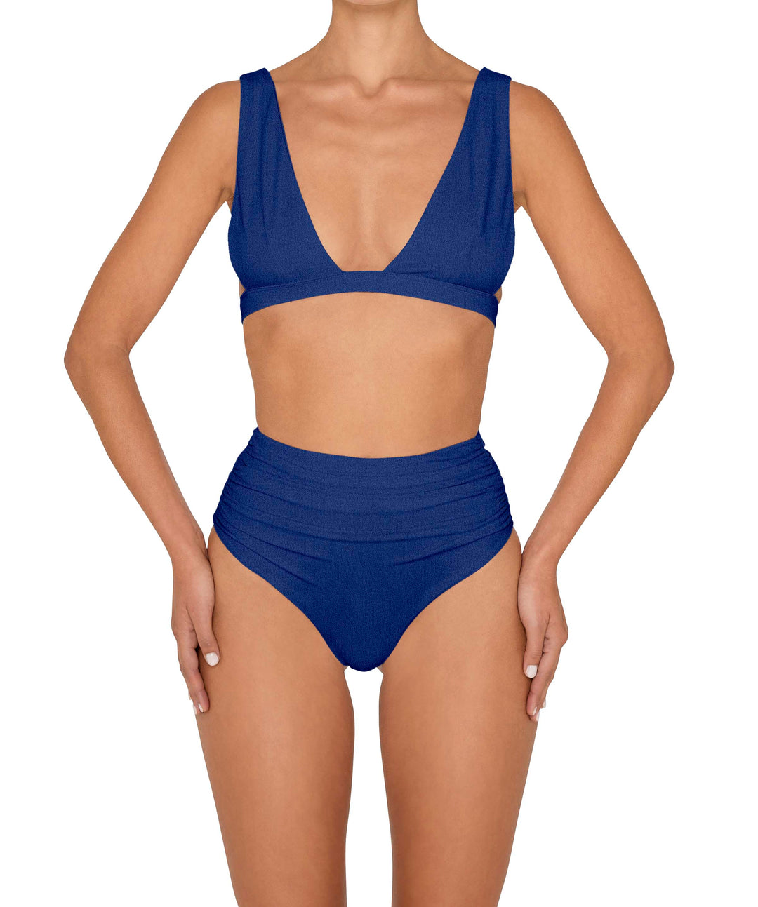 BSWS-B150 Side Shirred High Waisted Bikini Bottom