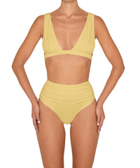 BSWS-B150 Side Shirred High Waisted Bikini Bottom