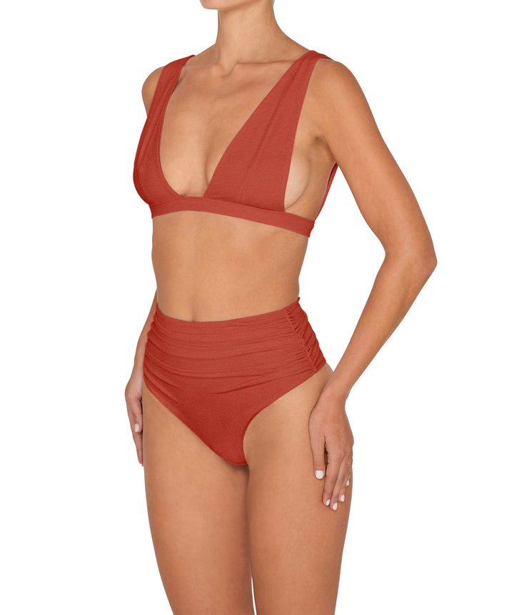 BSWS-B150 Side Shirred High Waisted Bikini Bottom