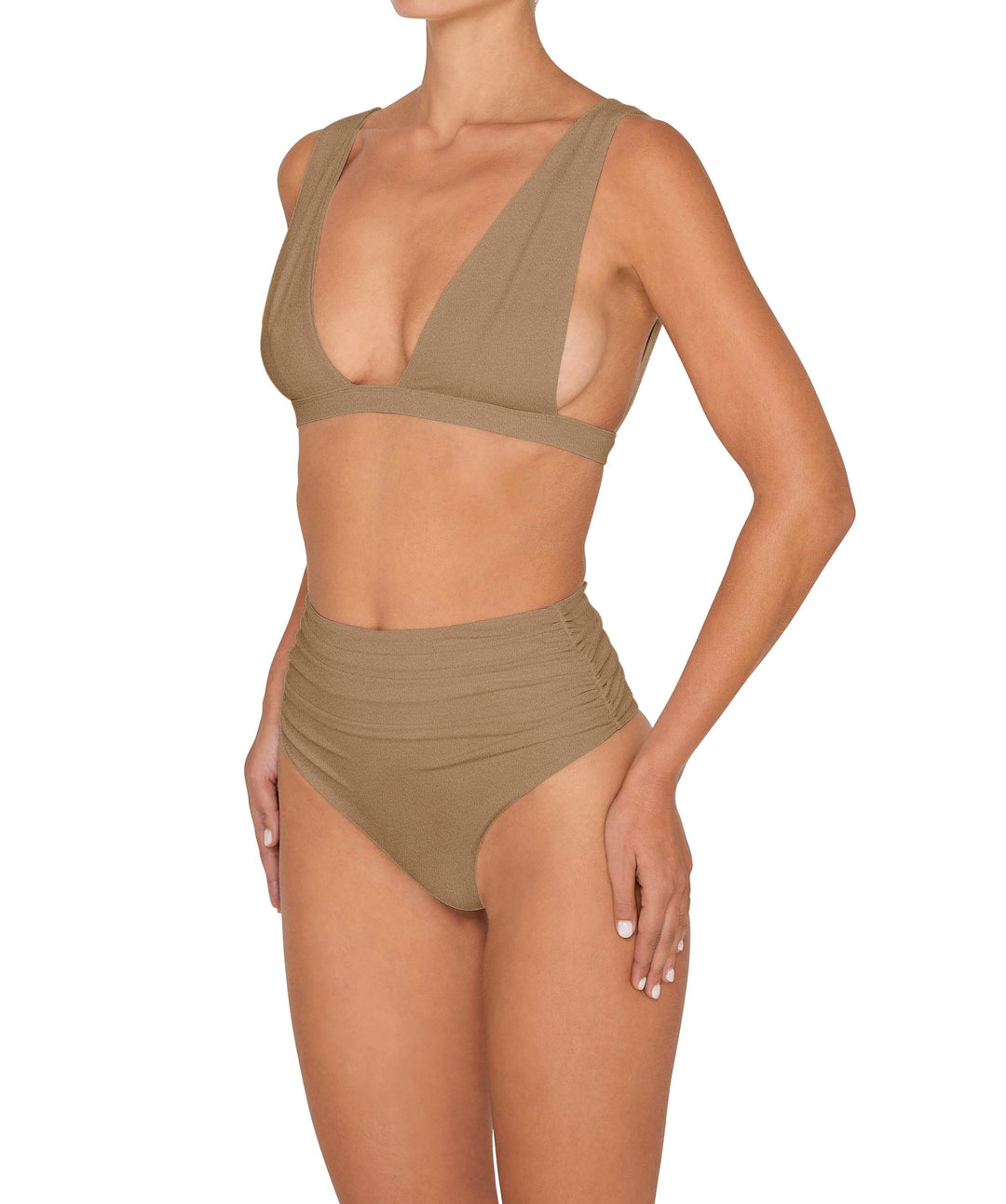 BSWS-B150 Side Shirred High Waisted Bikini Bottom