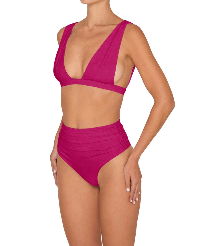 BSWS-B150 Side Shirred High Waisted Bikini Bottom
