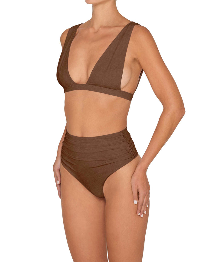BSWS-B150 Side Shirred High Waisted Bikini Bottom