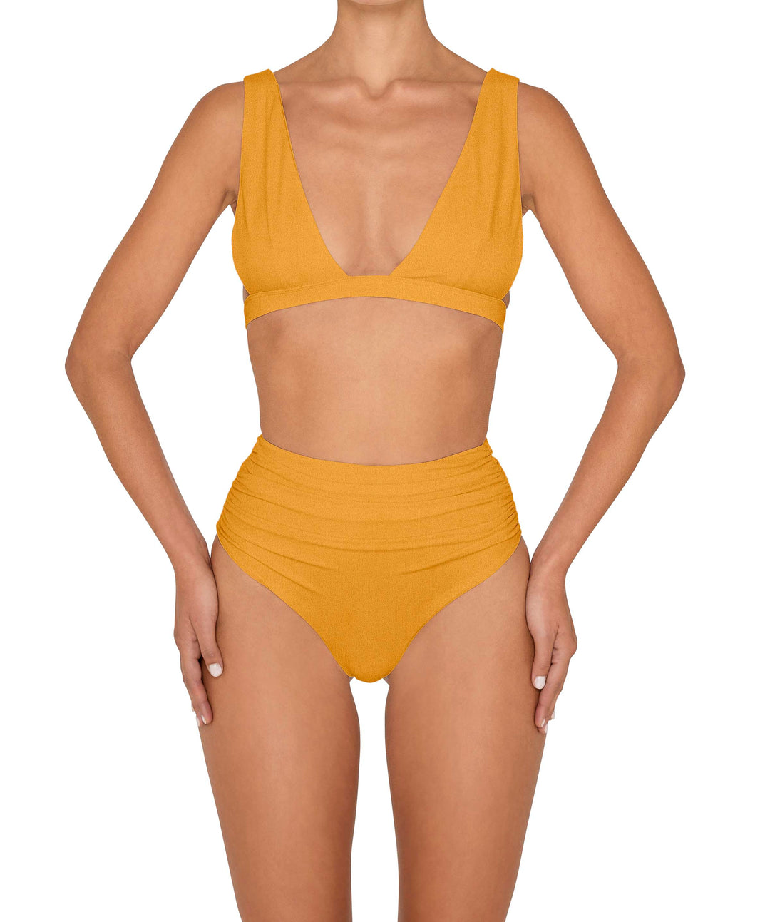 BSWS-B150 Side Shirred High Waisted Bikini Bottom