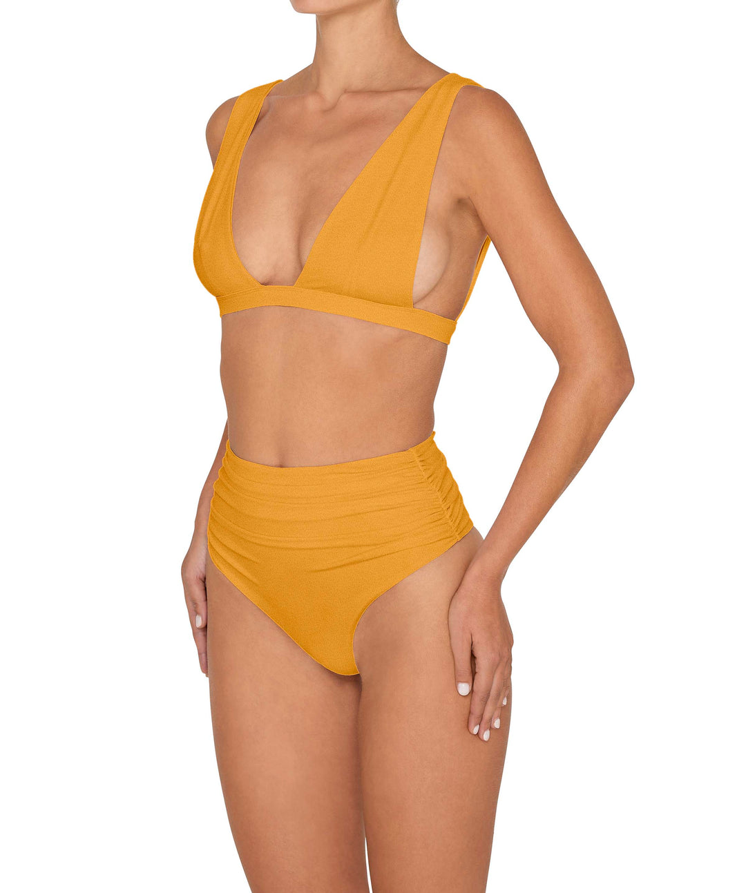 BSWS-B150 Side Shirred High Waisted Bikini Bottom