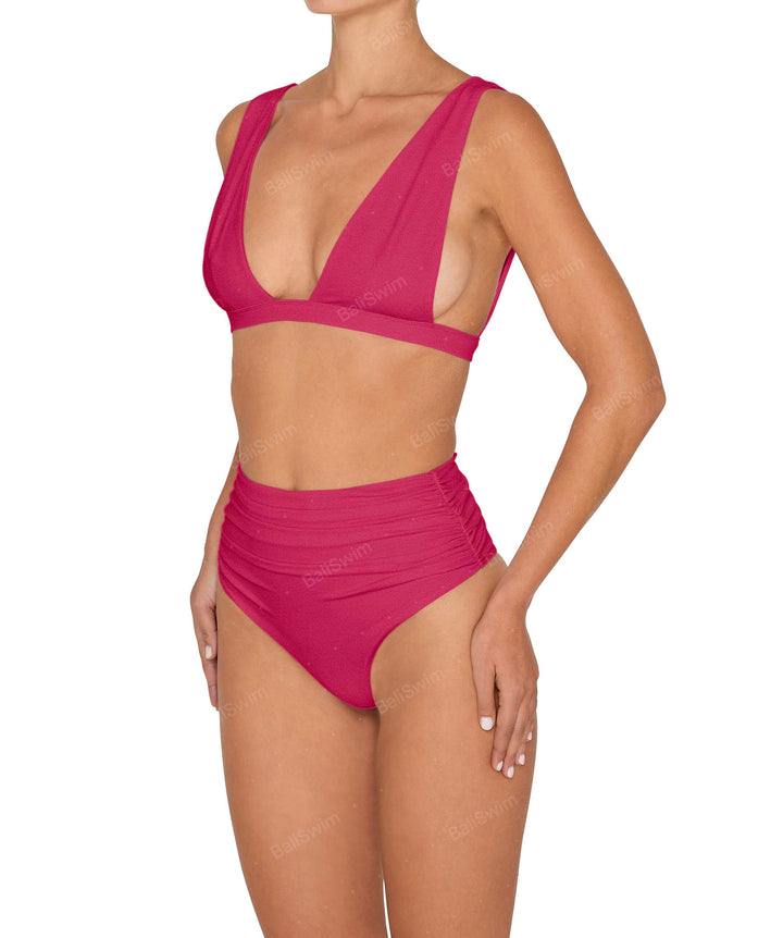 BSWS-B150 Side Shirred High Waisted Bikini Bottom