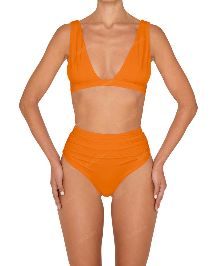 BSWS-B150 Side Shirred High Waisted Bikini Bottom