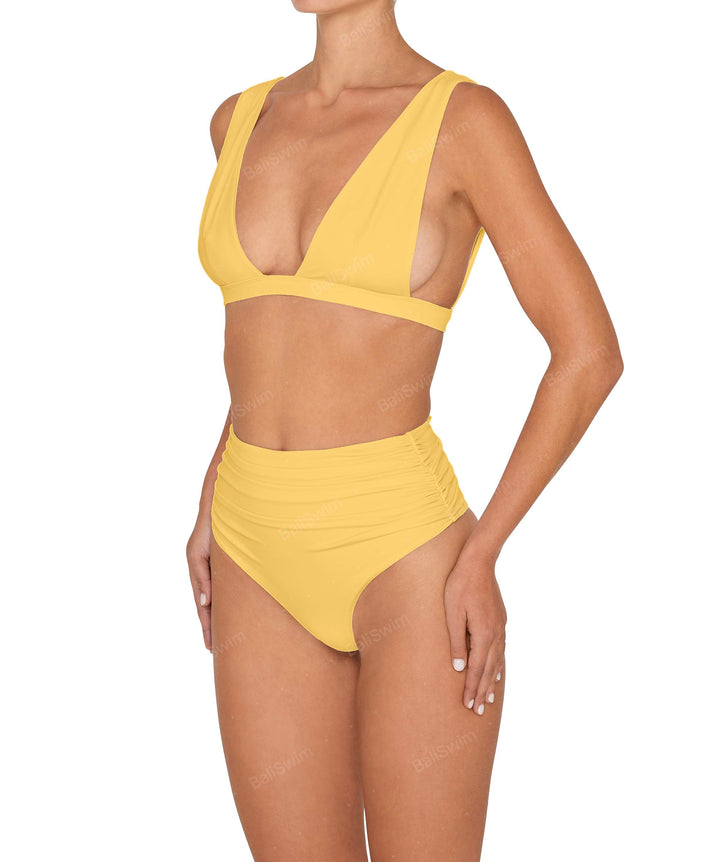 BSWS-B150 Side Shirred High Waisted Bikini Bottom
