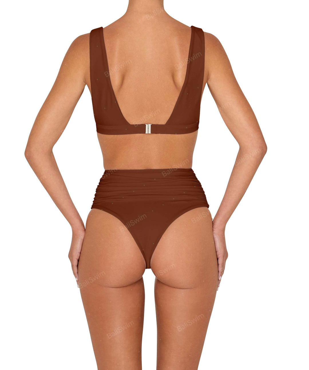 BSWS-B150 Side Shirred High Waisted Bikini Bottom