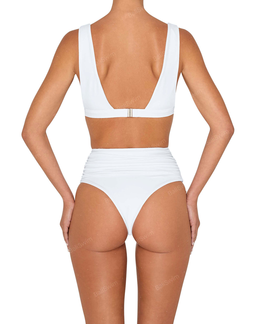 BSWS-B150 Side Shirred High Waisted Bikini Bottom