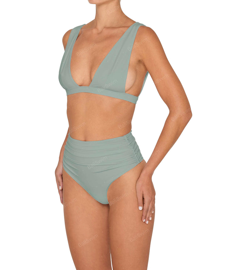 BSWS-B150 Side Shirred High Waisted Bikini Bottom