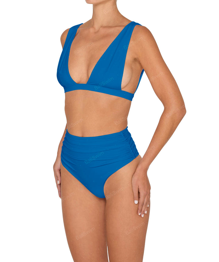 BSWS-B150 Side Shirred High Waisted Bikini Bottom