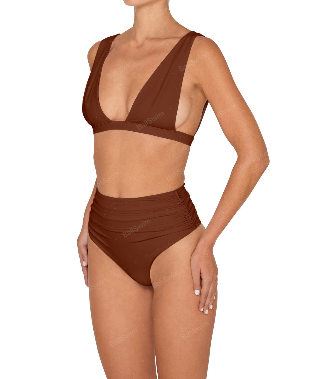 BSWS-B150 Side Shirred High Waisted Bikini Bottom