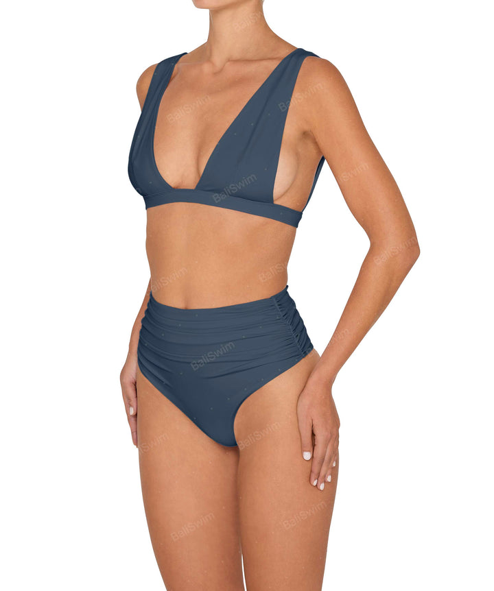 BSWS-B150 Side Shirred High Waisted Bikini Bottom
