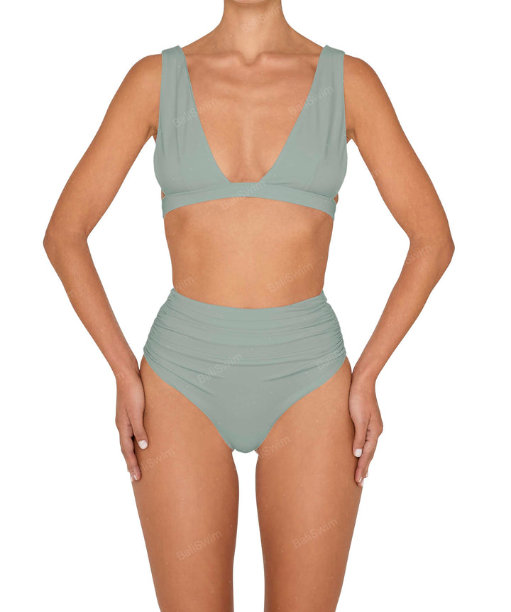 BSWS-B150 Side Shirred High Waisted Bikini Bottom
