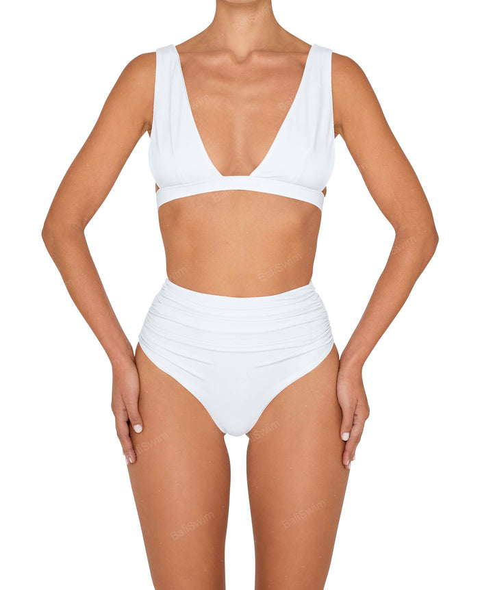 BSWS-B150 Side Shirred High Waisted Bikini Bottom