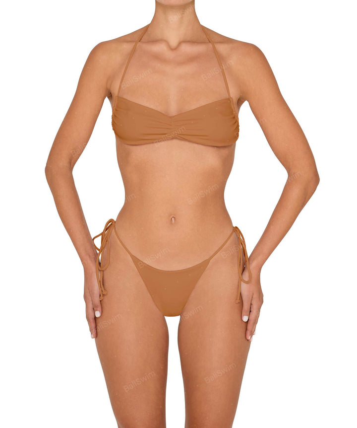 BSWS-T151 Side Tunnel Shirred Bandeau Tie Top