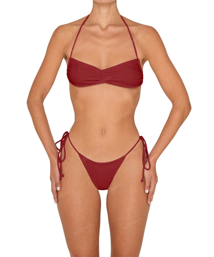 BSWS-T151 Side Tunnel Shirred Bandeau Tie Top