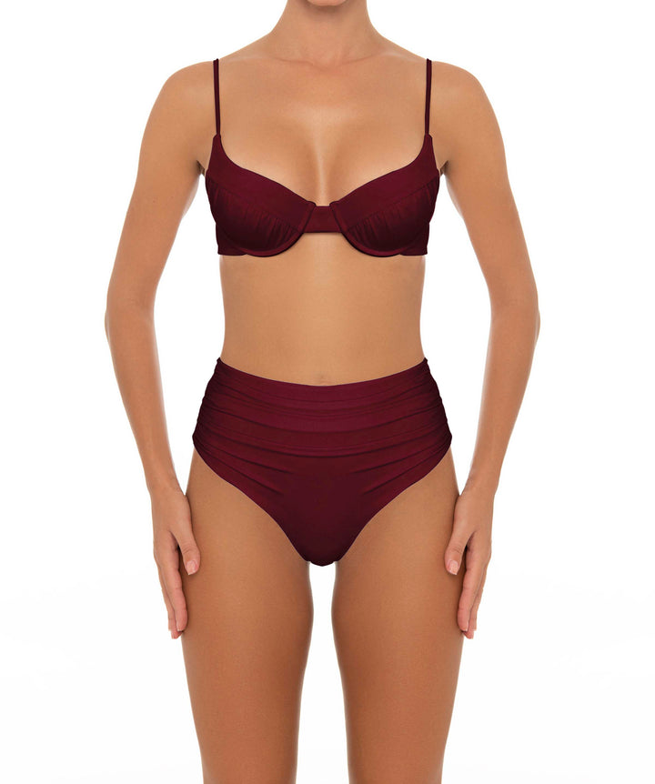 BSWS-B164 Side Shirred Highwaisted Bikini Bottom