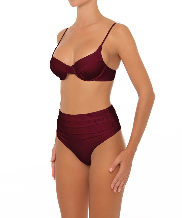 BSWS-B164 Side Shirred Highwaisted Bikini Bottom