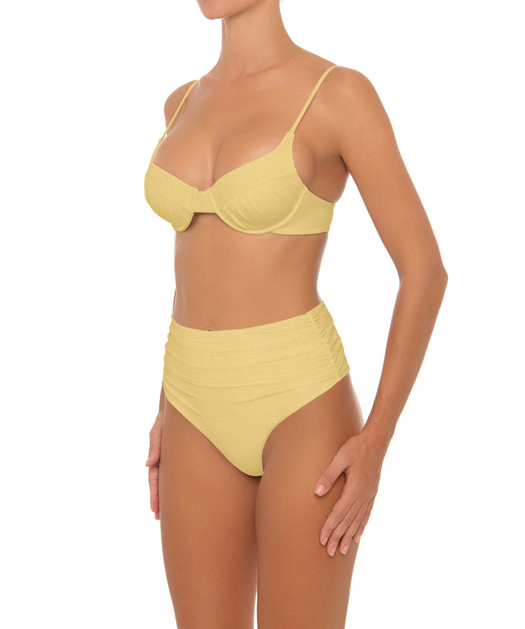 BSWS-B164 Side Shirred Highwaisted Bikini Bottom