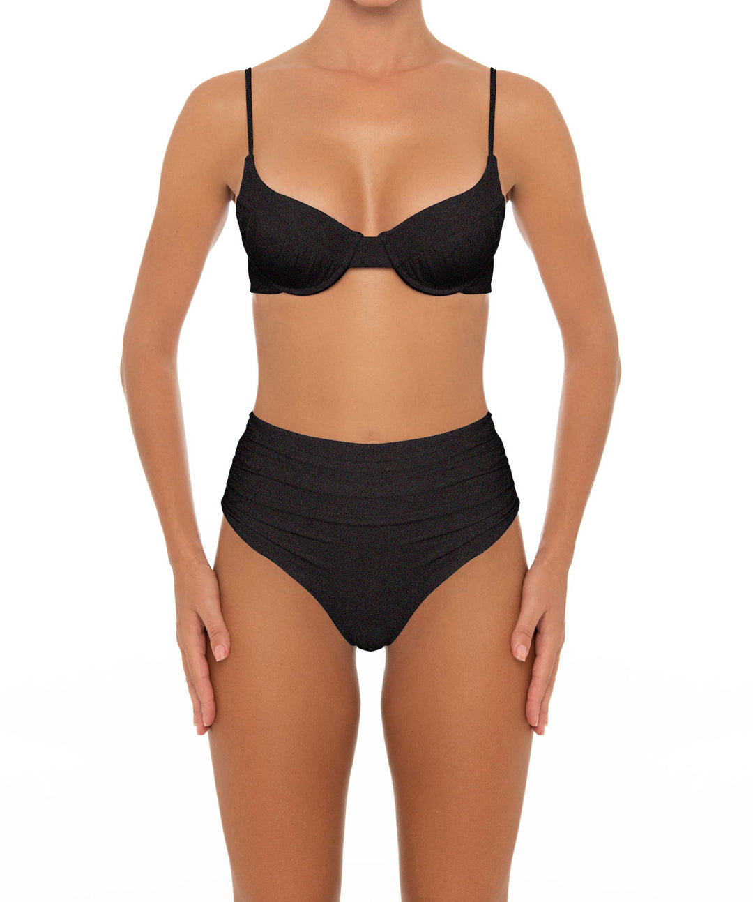 BSWS-B164 Side Shirred Highwaisted Bikini Bottom