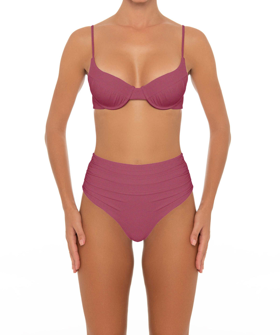 BSWS-B164 Side Shirred Highwaisted Bikini Bottom