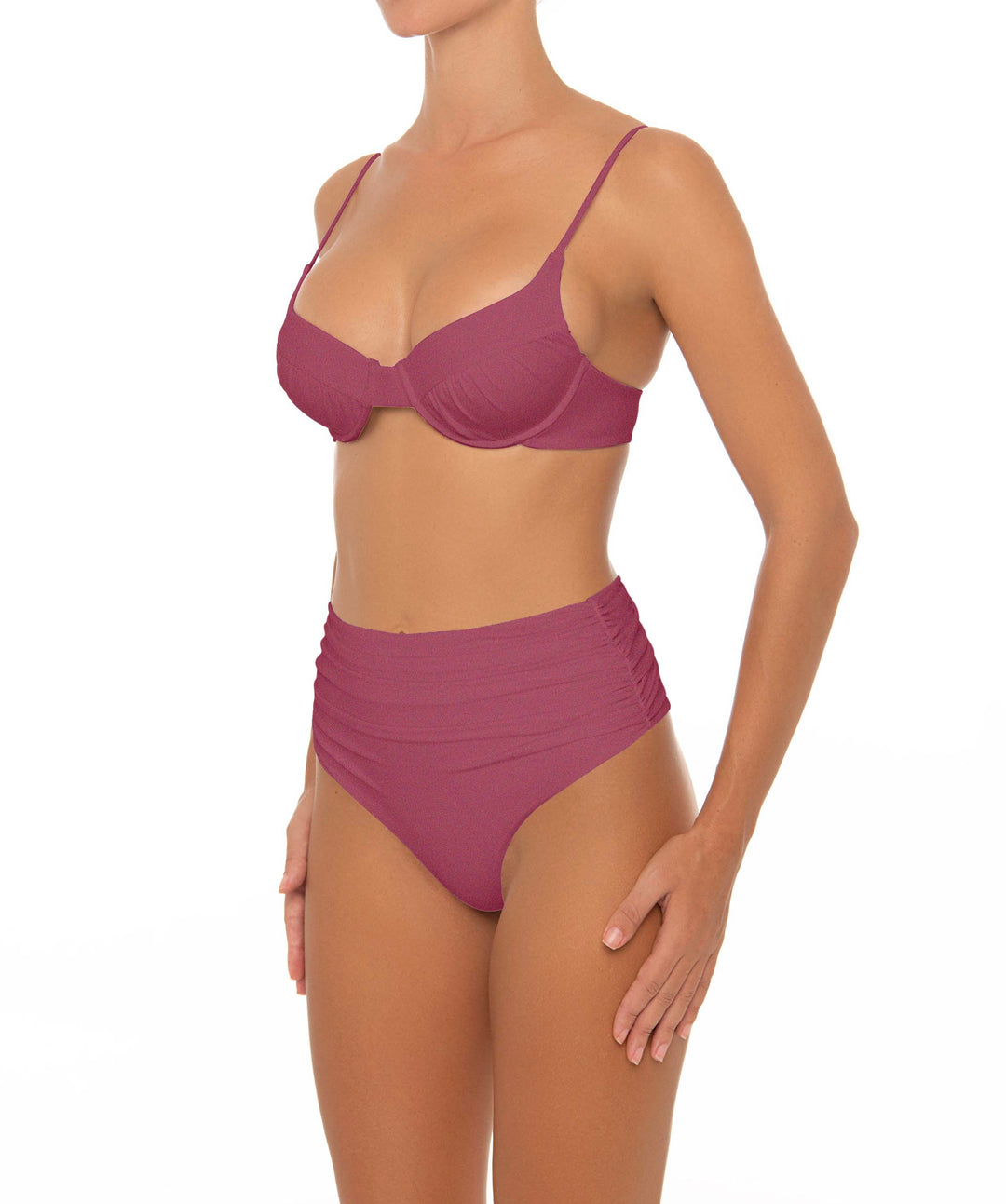 BSWS-B164 Side Shirred Highwaisted Bikini Bottom