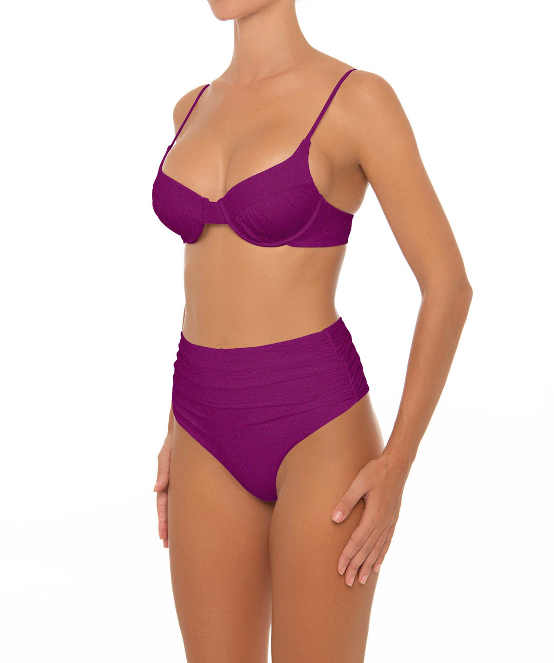 BSWS-B164 Side Shirred Highwaisted Bikini Bottom
