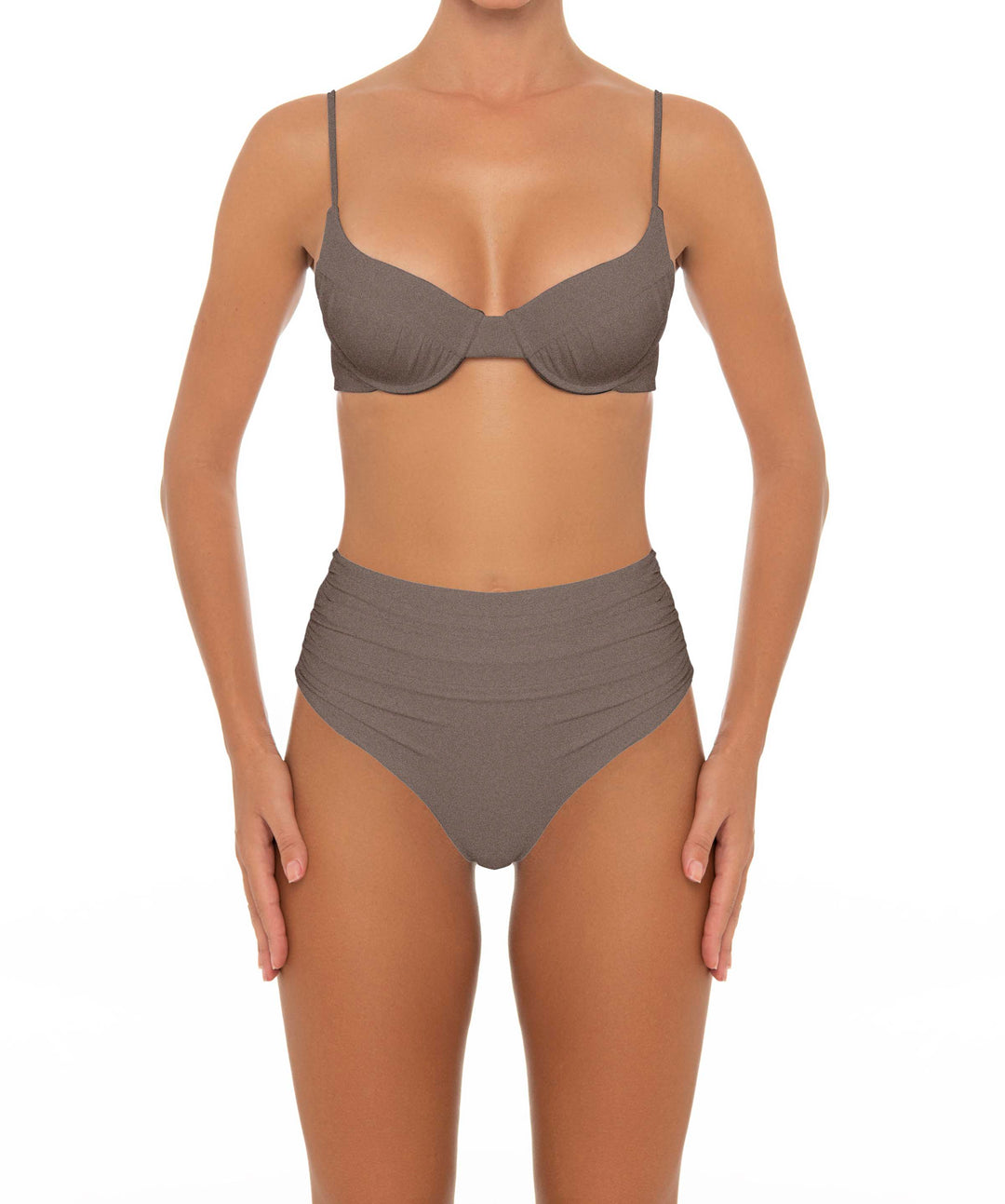 BSWS-B164 Side Shirred Highwaisted Bikini Bottom