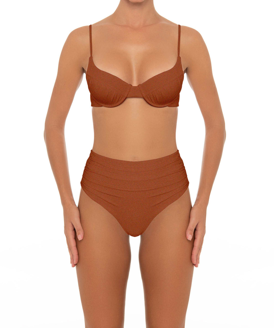 BSWS-B164 Side Shirred Highwaisted Bikini Bottom