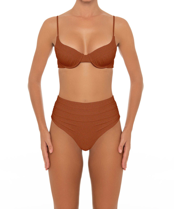 BSWS-B164 Side Shirred Highwaisted Bikini Bottom