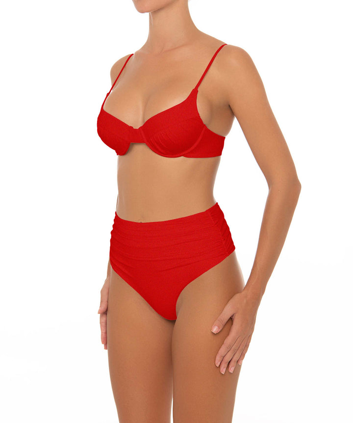 BSWS-B164 Side Shirred Highwaisted Bikini Bottom