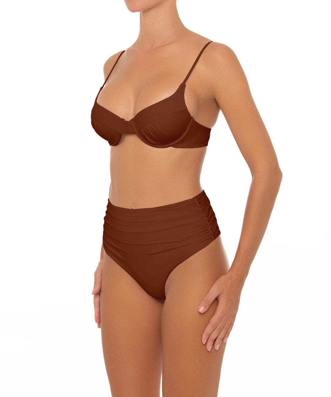 BSWS-B164 Side Shirred Highwaisted Bikini Bottom