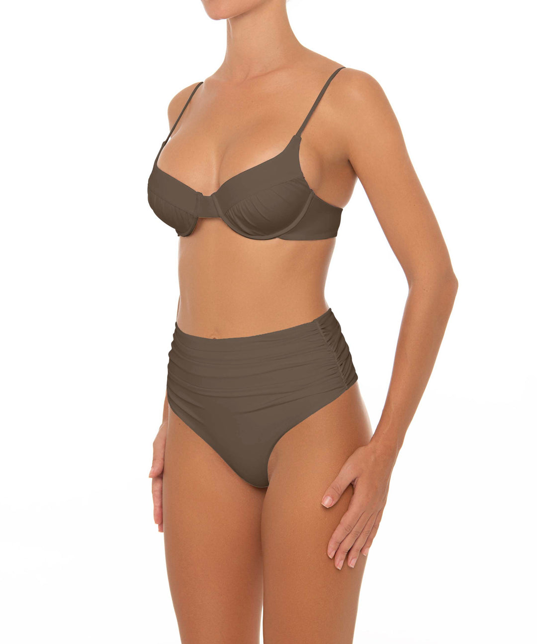 BSWS-B164 Side Shirred Highwaisted Bikini Bottom