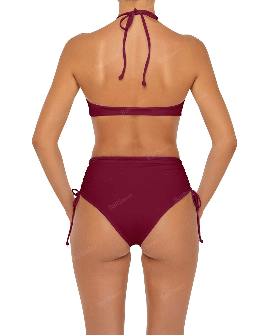 BSWS-B89 Side Ruched High Rise Bikini Bottom