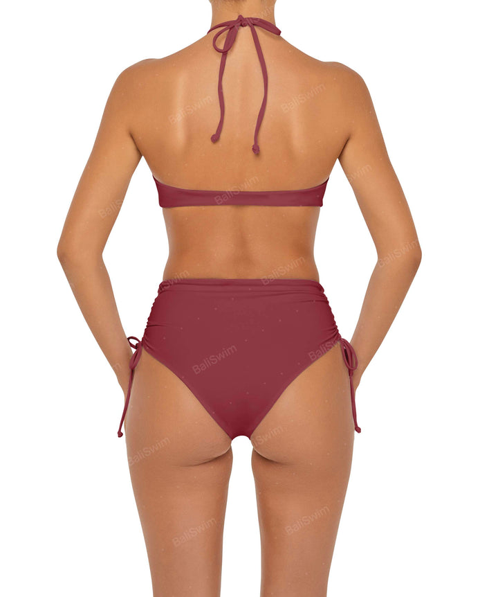 BSWS-B89 Side Ruched High Rise Bikini Bottom