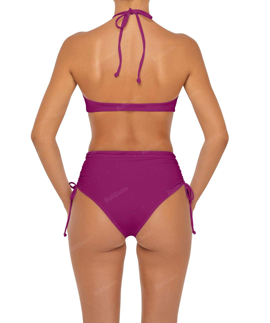 BSWS-B89 Side Ruched High Rise Bikini Bottom