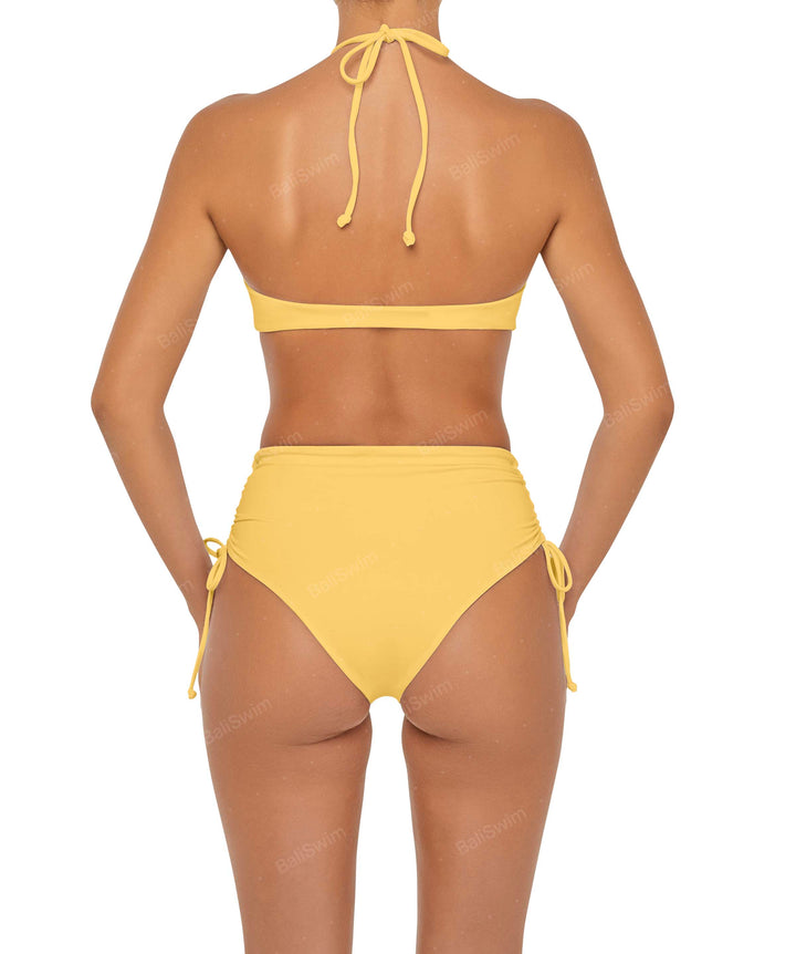 BSWS-B89 Side Ruched High Rise Bikini Bottom