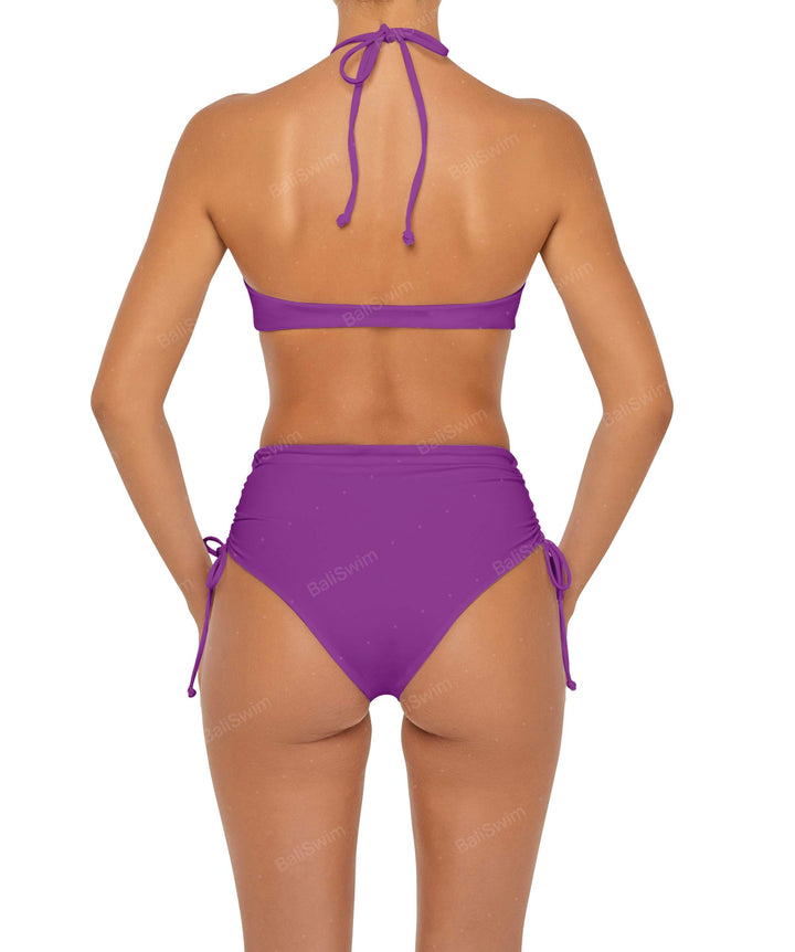 BSWS-B89 Side Ruched High Rise Bikini Bottom